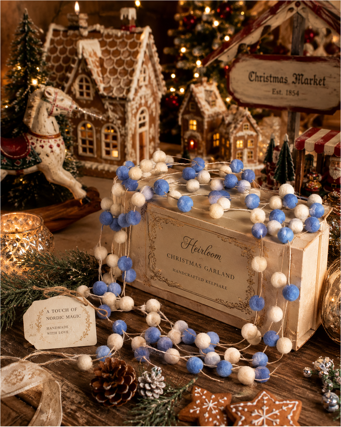 Felt Micro Pom Pom Garlands Set Of 4