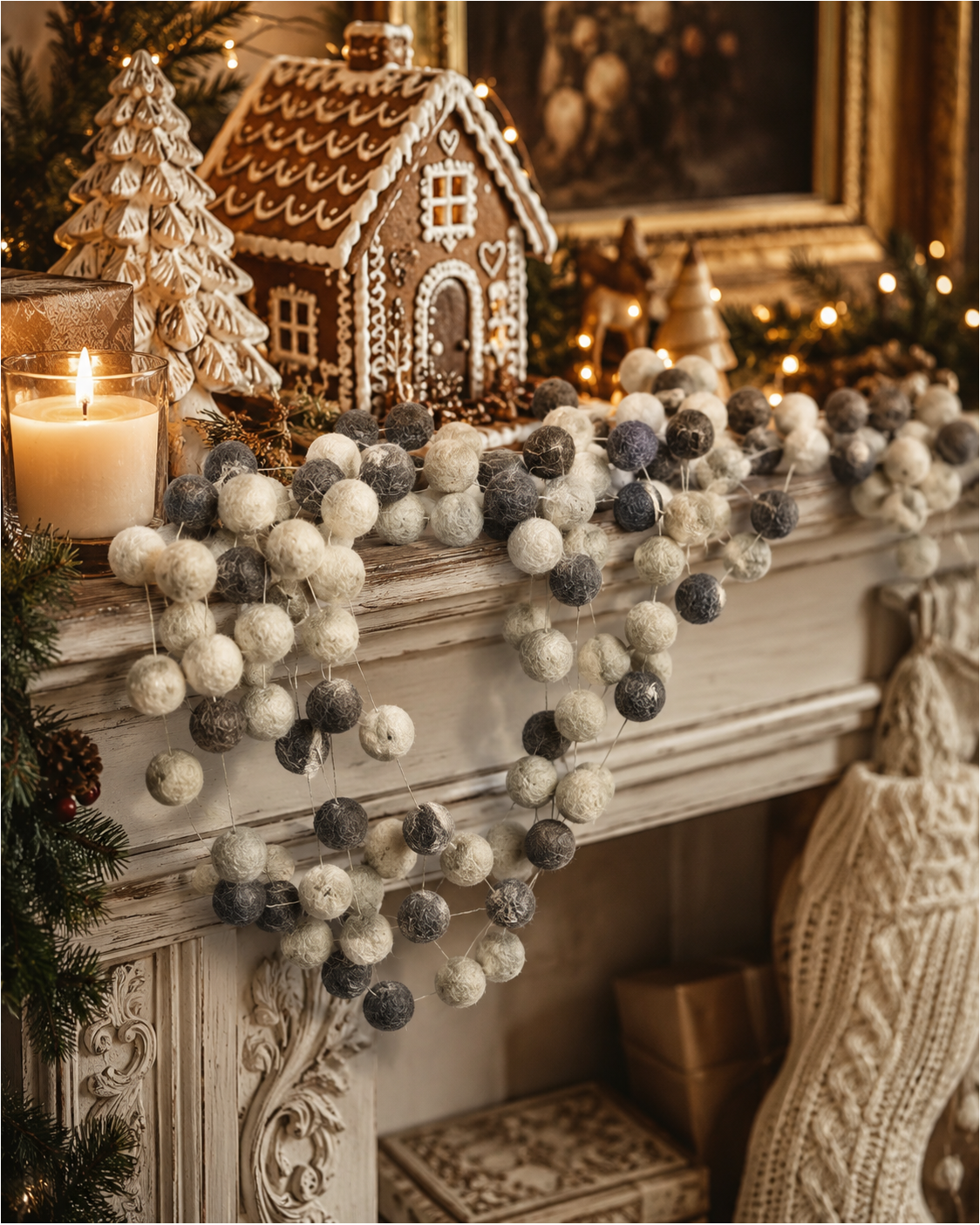Felt Pom Pom Micro Garland Set Of 4