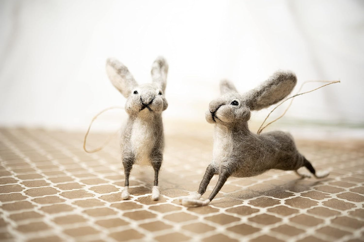 Wool Felt Easter Hanging Rabbit Ornament (Set of 2)