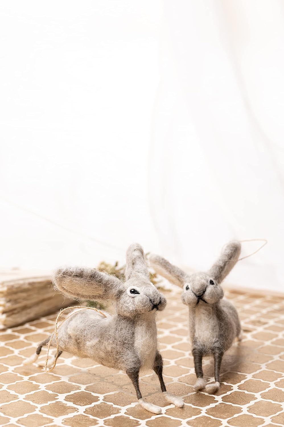 Wool Felt Easter Hanging Rabbit Ornament (Set of 2)