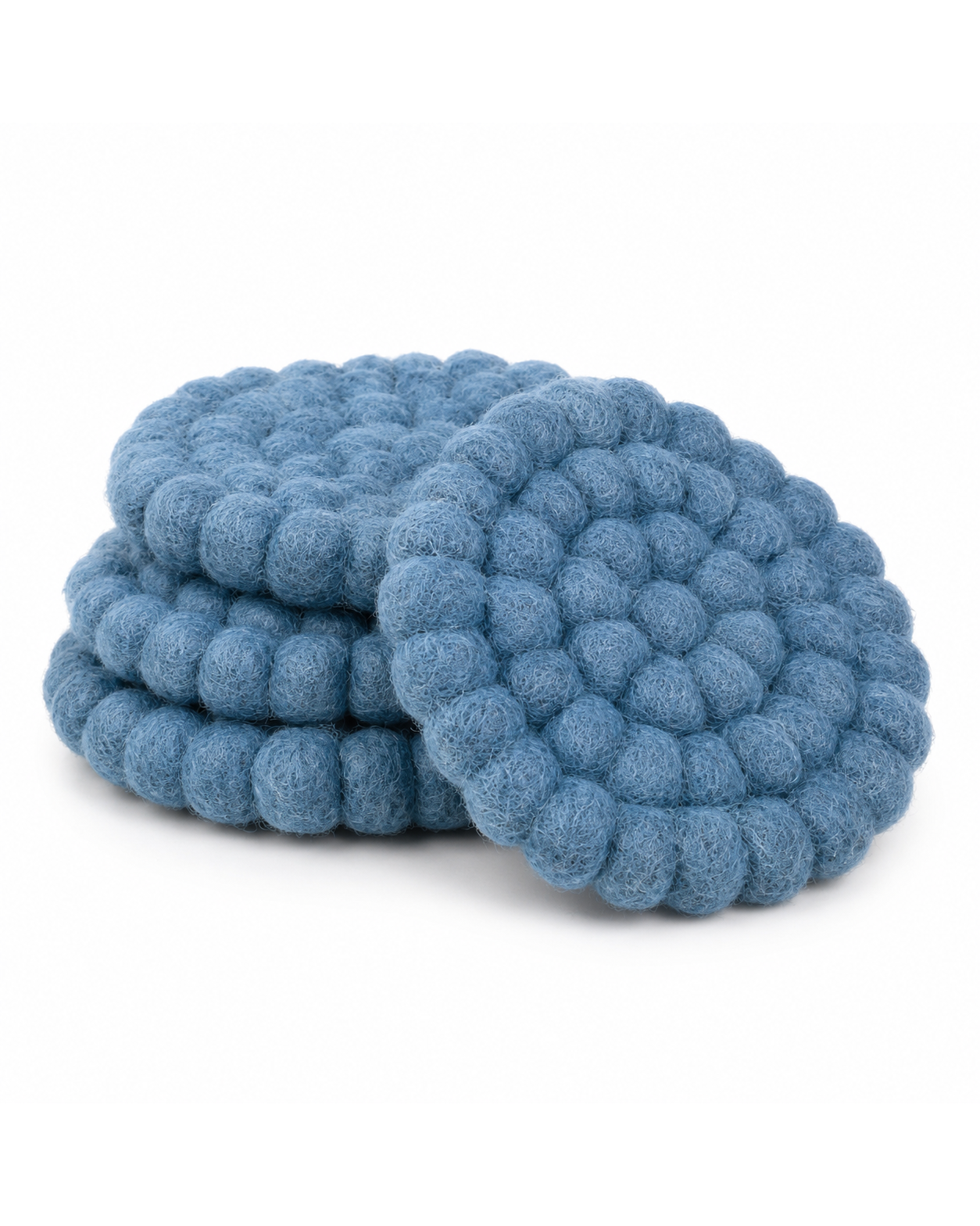 New Zealand Wool Ball Coasters ,Dyed Grey