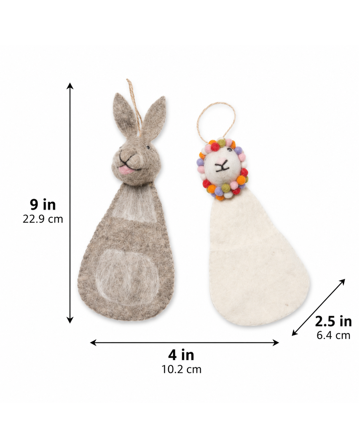 Rabbit And Lamb Stocking Set of 2 hanging ornament