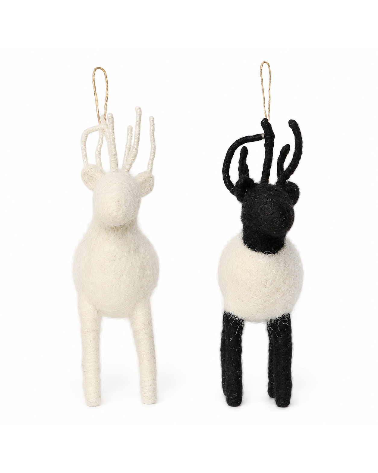 Black And White Reindeers (Set Of 2) hanging ornament