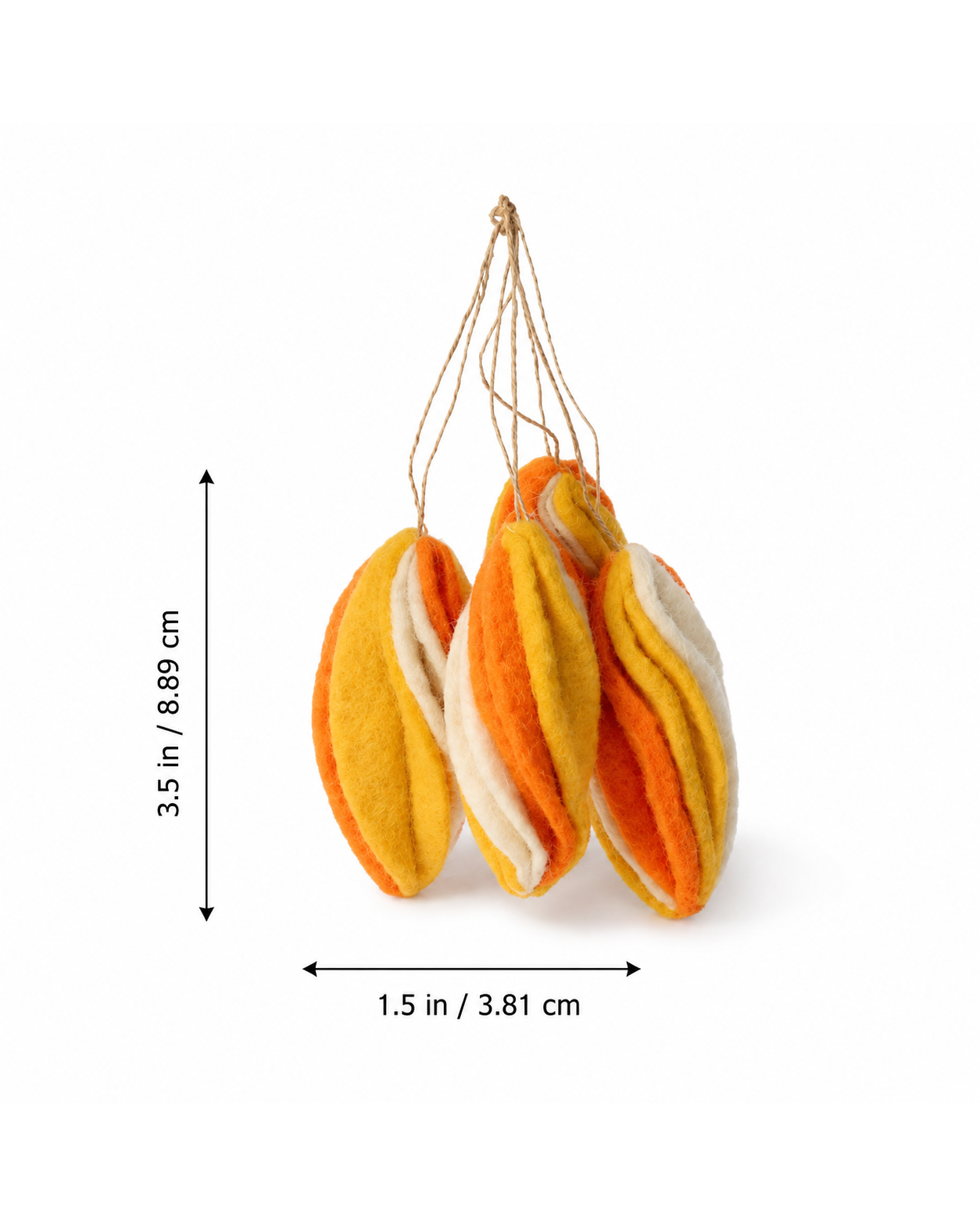 Hanging Marquise Bauble (Orange, Yellow And Off-White) Set Of 4 hanging ornament