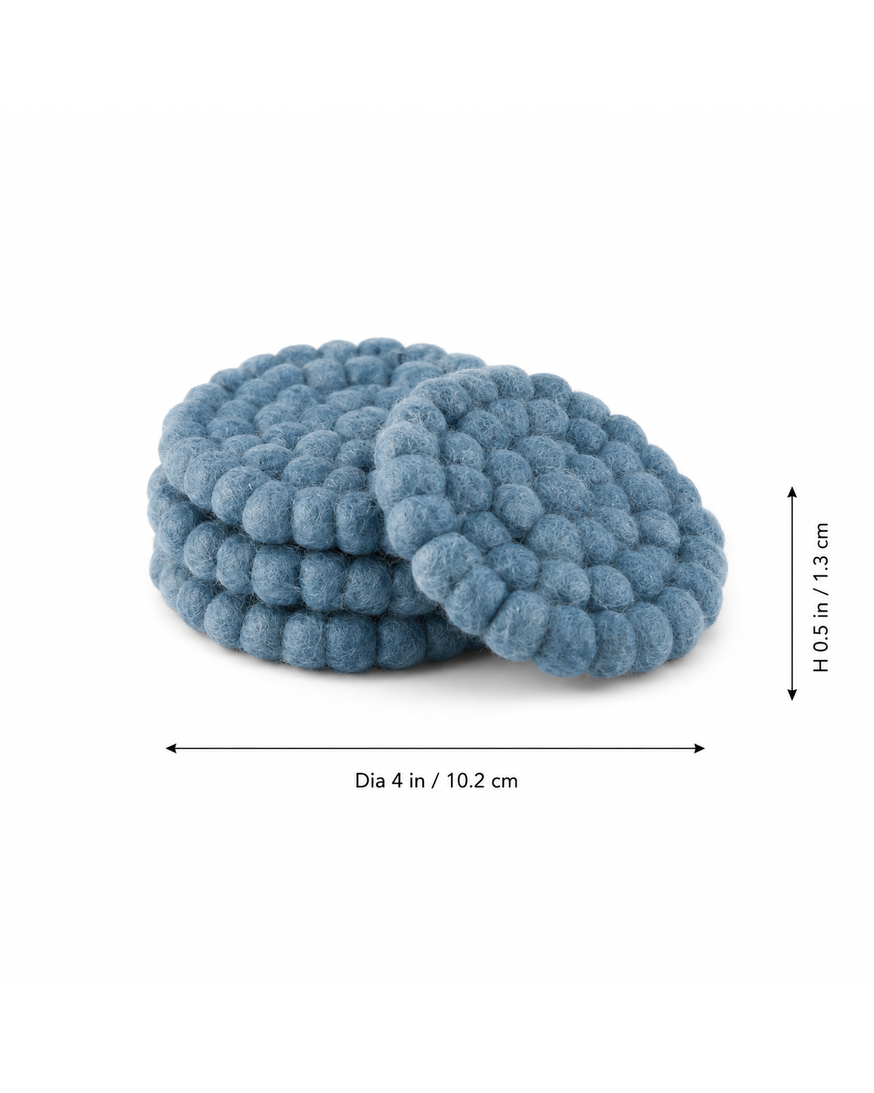 New Zealand Wool Ball Coasters ,Dyed Grey