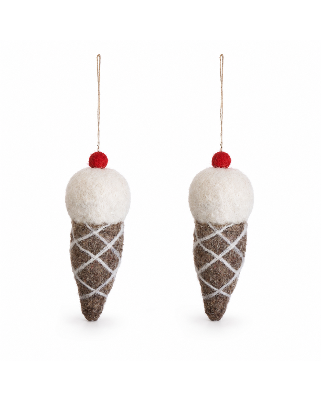 Ice Cream Cone Ornament Set of 2 hanging ornament