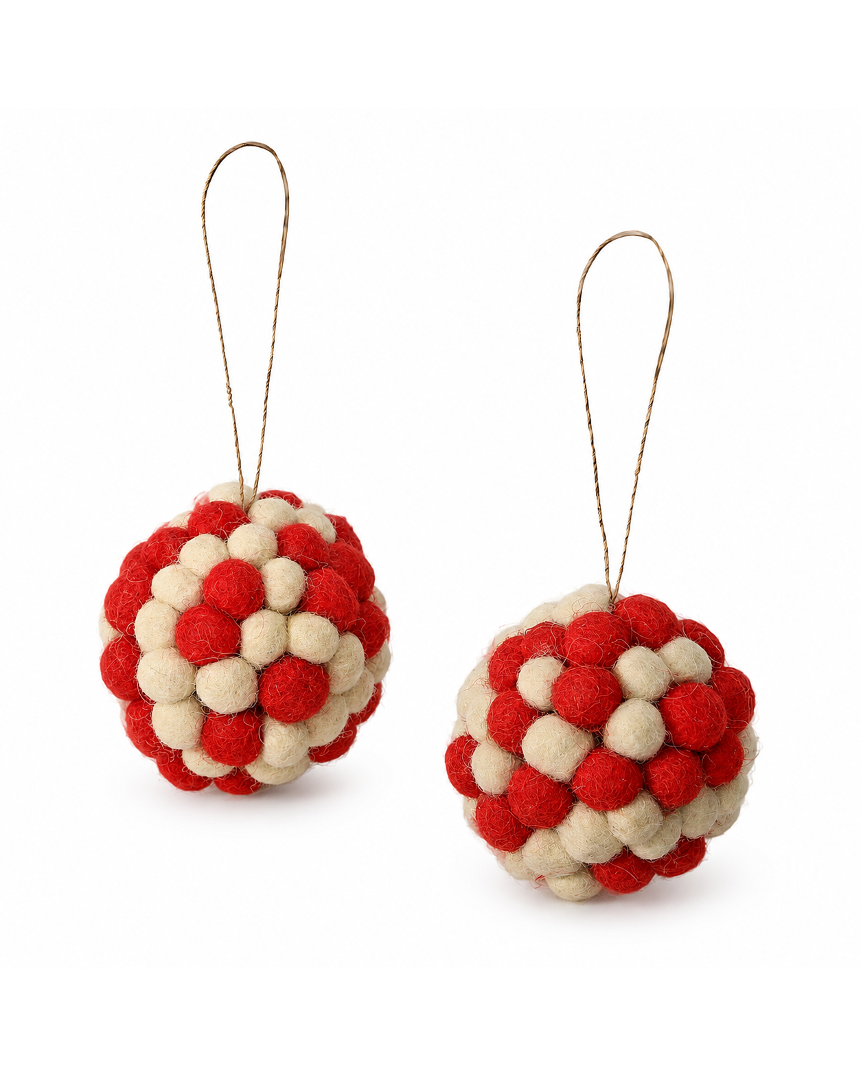 Red Pom Pom Bauble Ornament (Set Of 2) hanging ornament