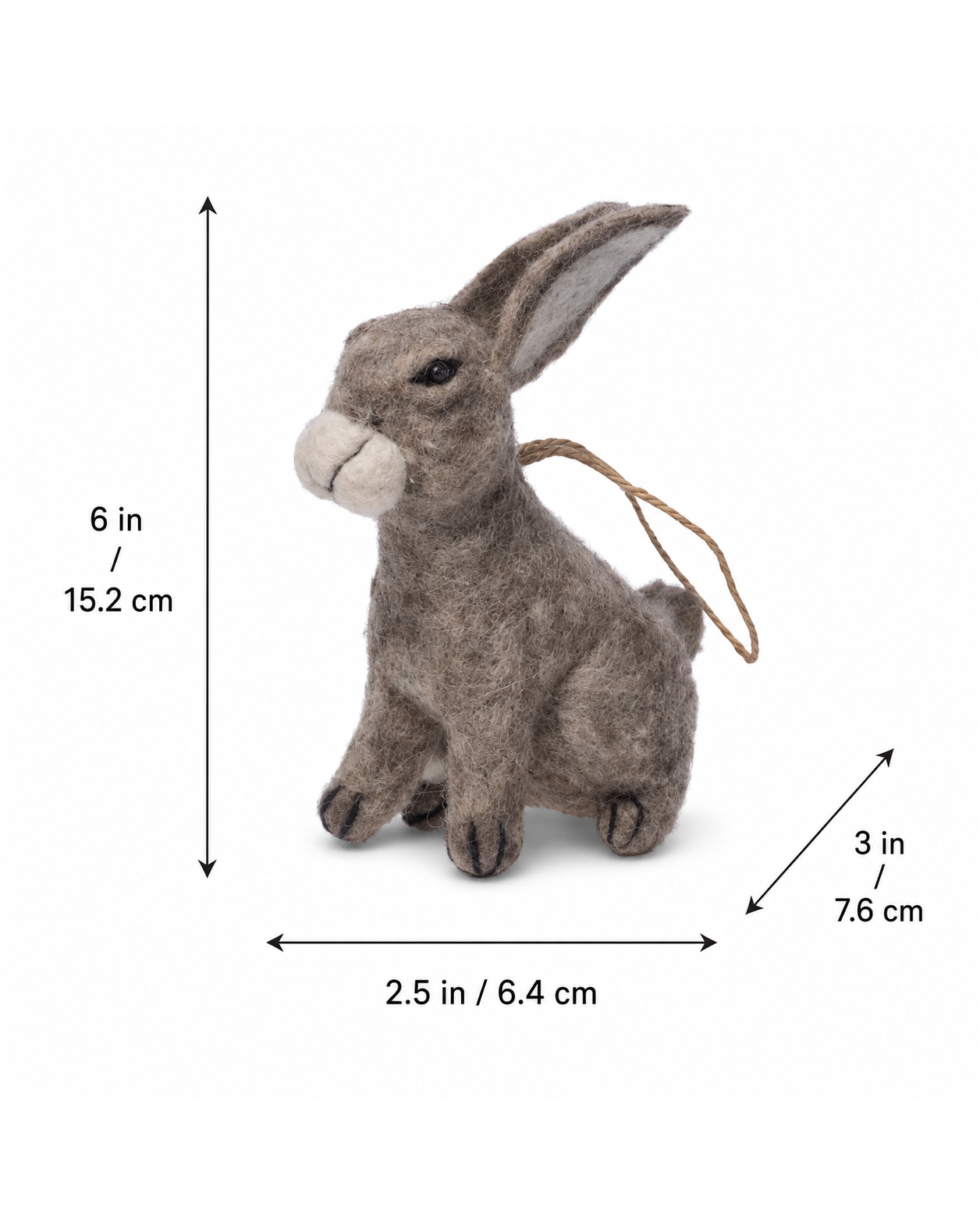Felt Bunny : Grey hanging ornament