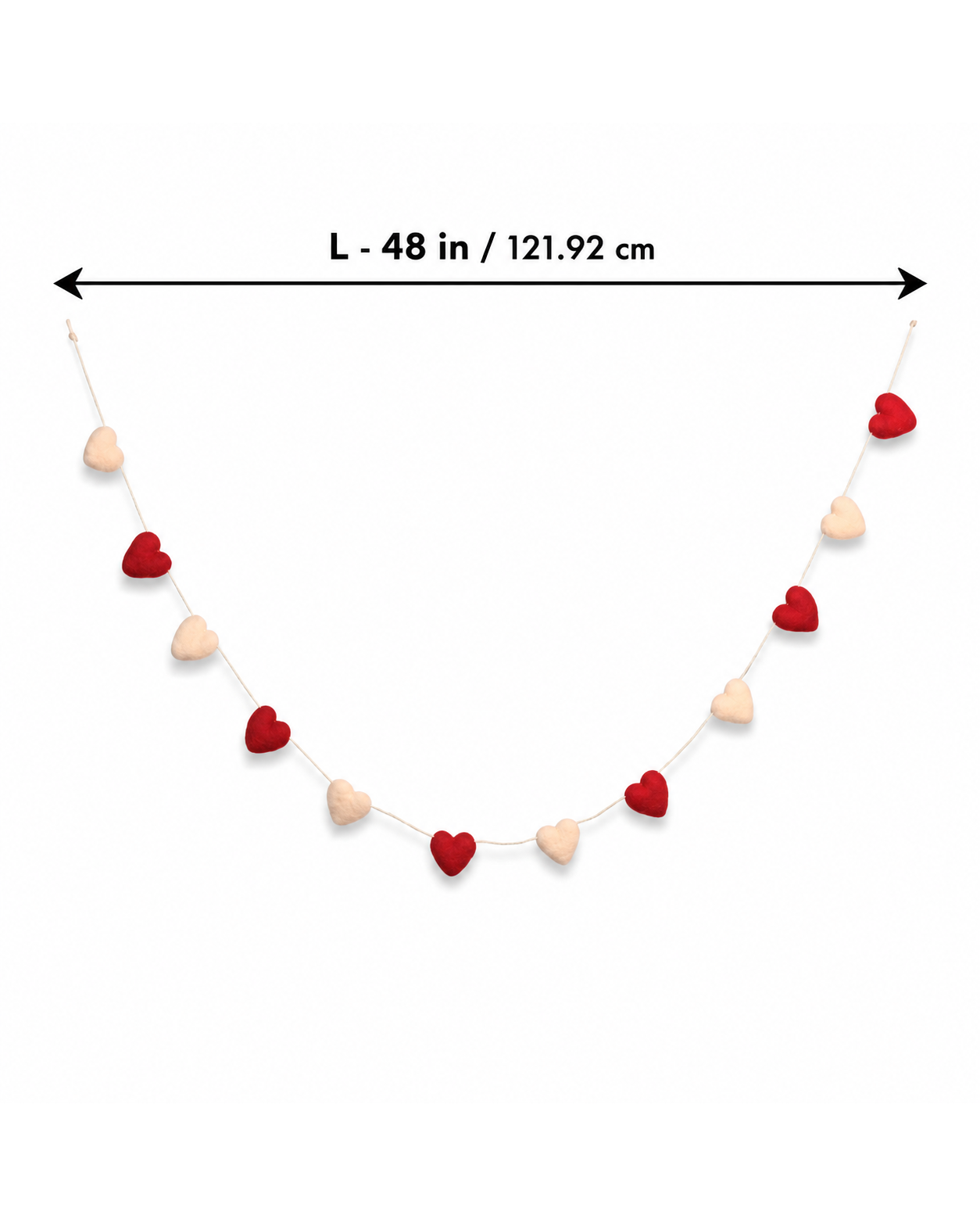 New Zealand Wool Mini Heart Garland (Red + White)