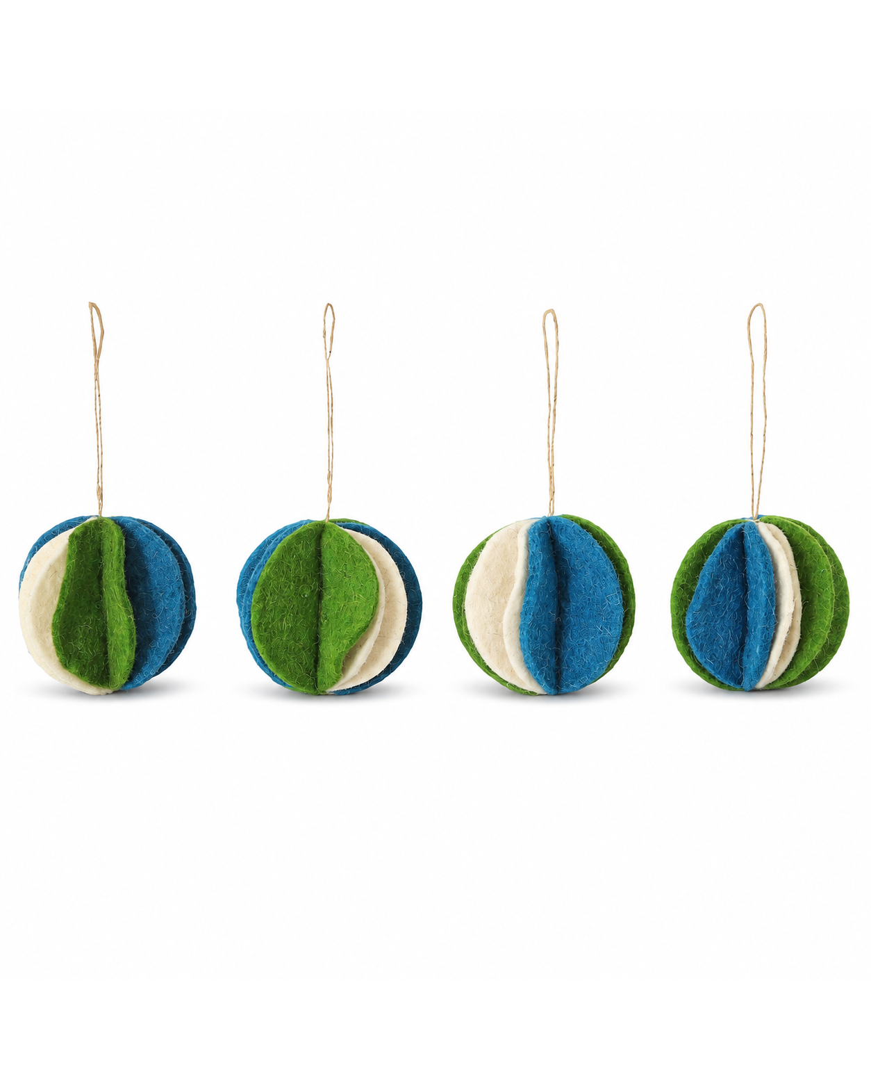 Hanging Ball Flower Bauble (Blue, Green And Off-White) Set Of 4 hanging ornament