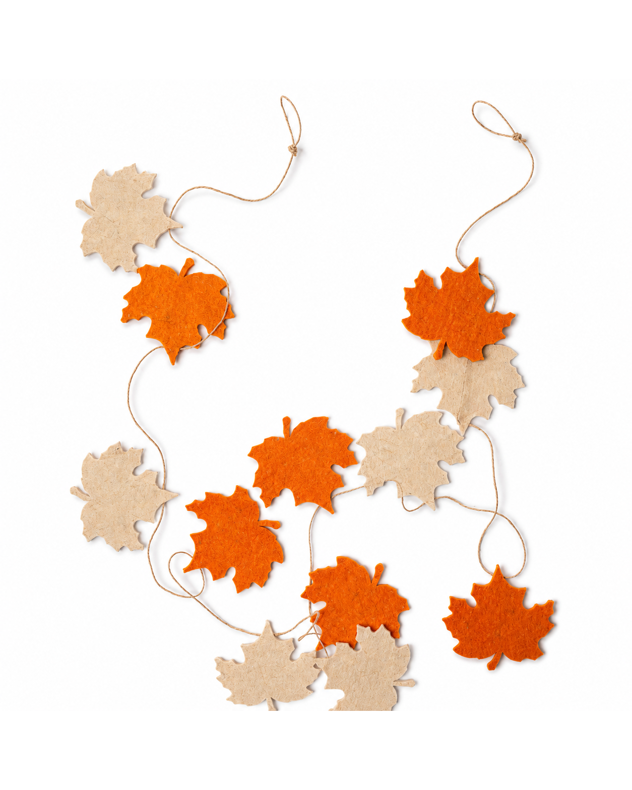 Felt Maple Leaves Garland(Orange & Off White) (Set of 2)