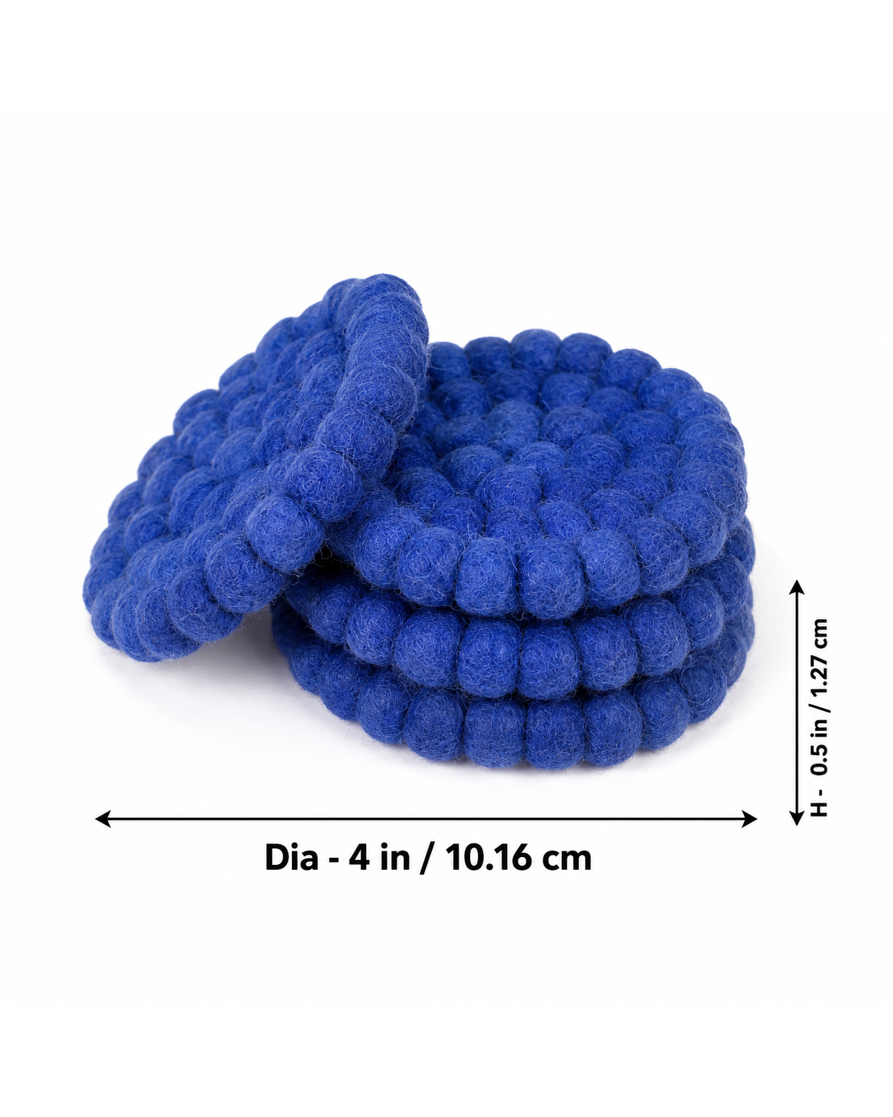 Felt NZ Wool Coasters, Indigo — Set of 4
