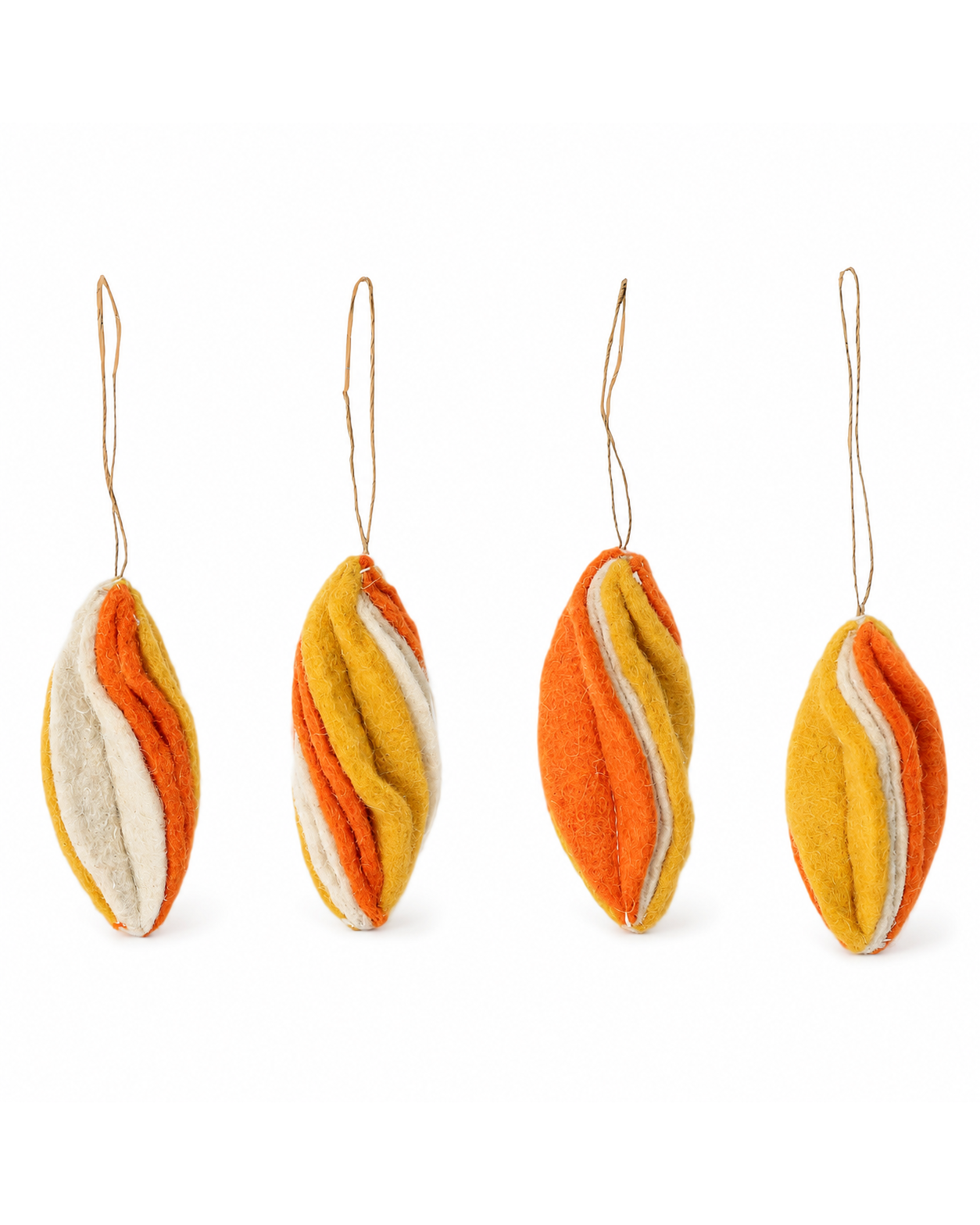 Hanging Marquise Bauble (Orange, Yellow And Off-White) Set Of 4 hanging ornament