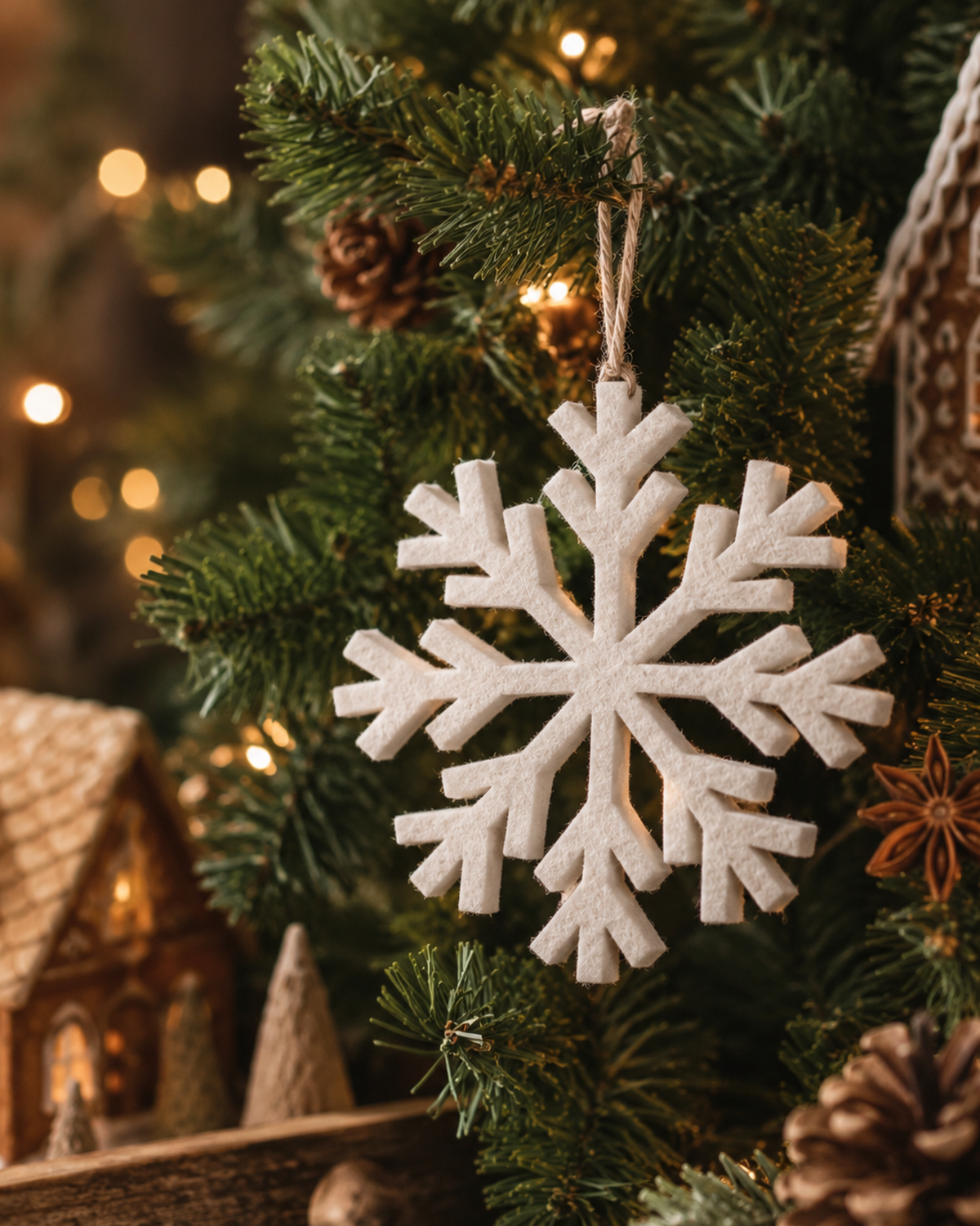 Felt Snowflake Ornament Set of 2 hanging ornament
