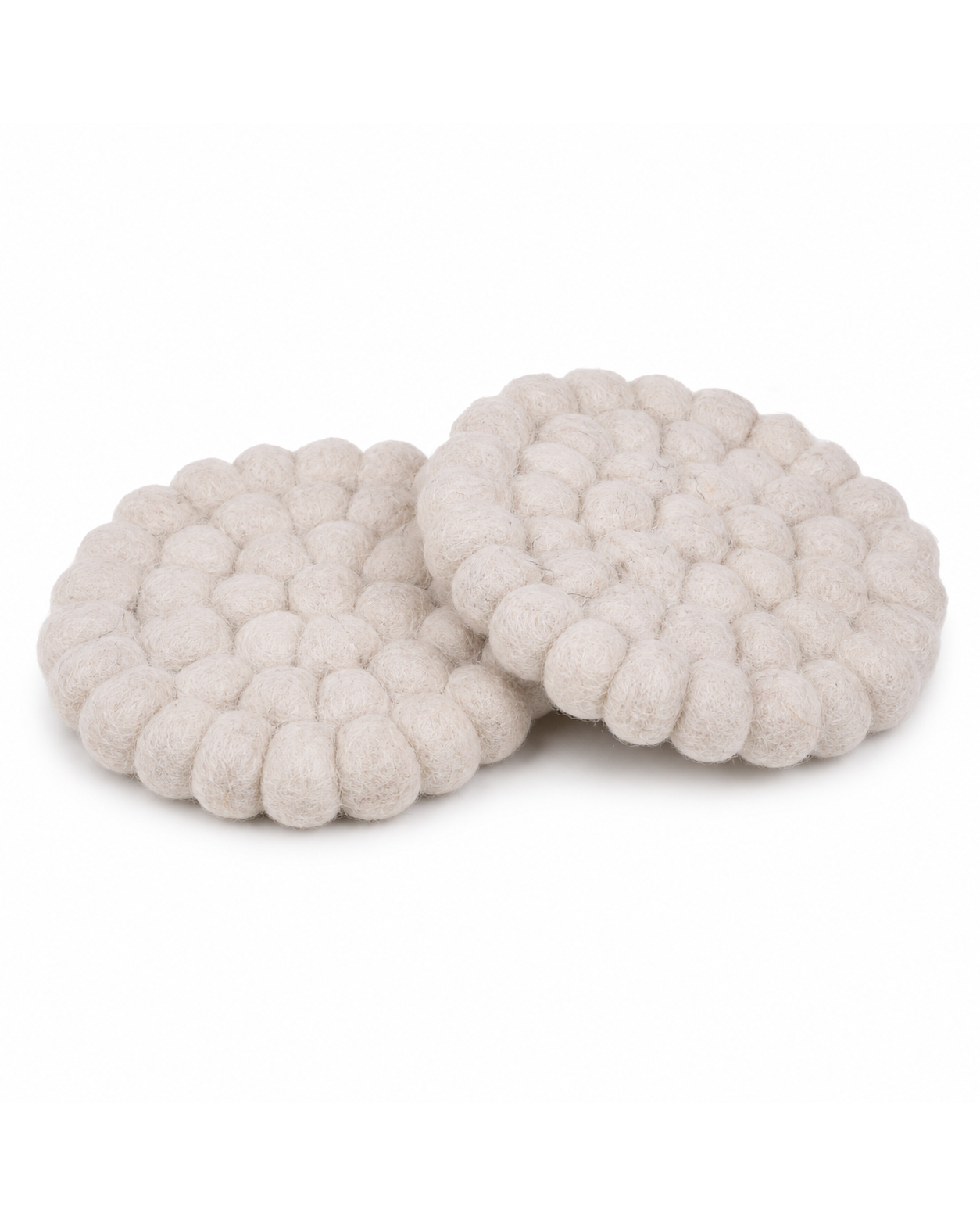 New Zealand Wool Ball Coasters White