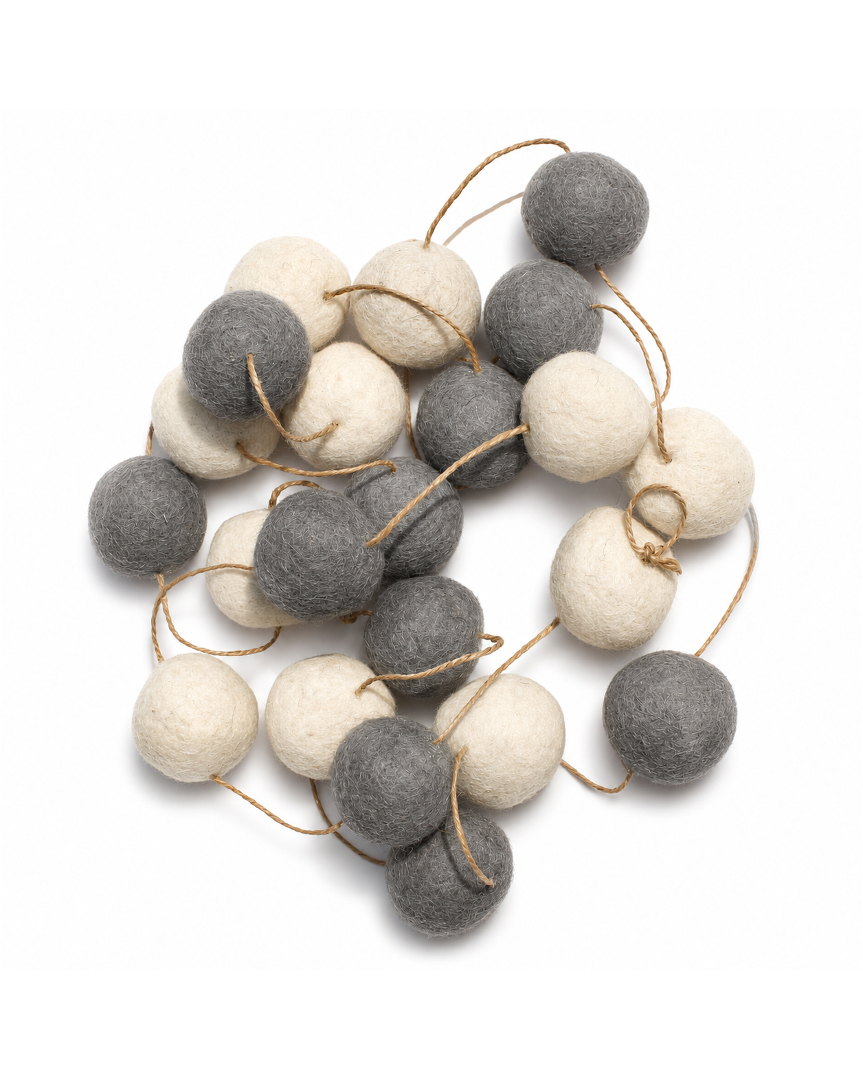 Felt Pom Pom Garland Large (Grey & Off White)
