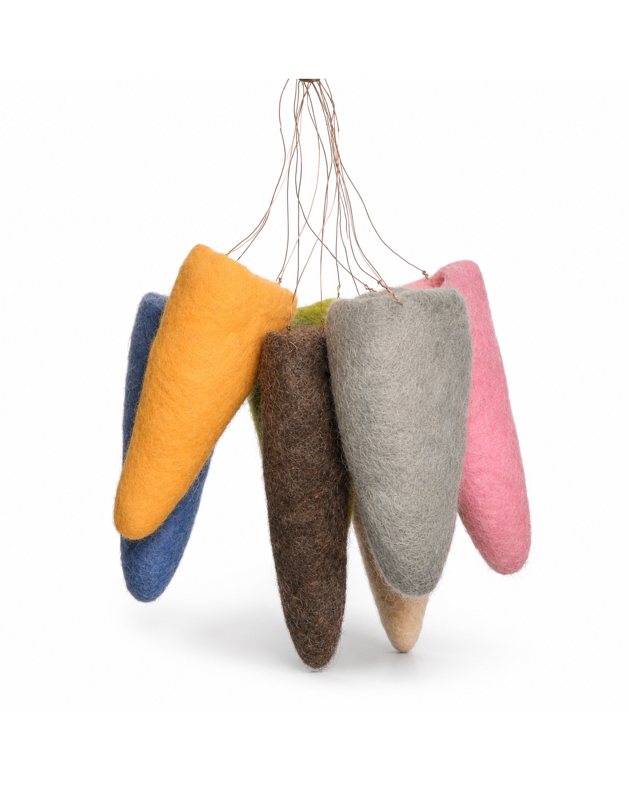 New Zealand FeltedÂ ConeÂ Set of 7 hanging ornament