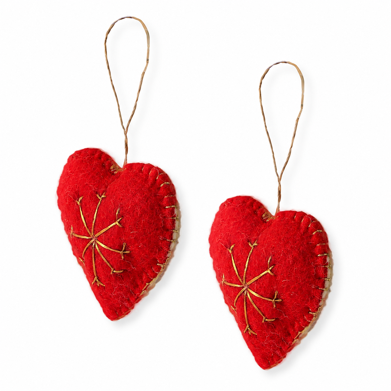Snowflake Heart Set of 2 hanging ornament