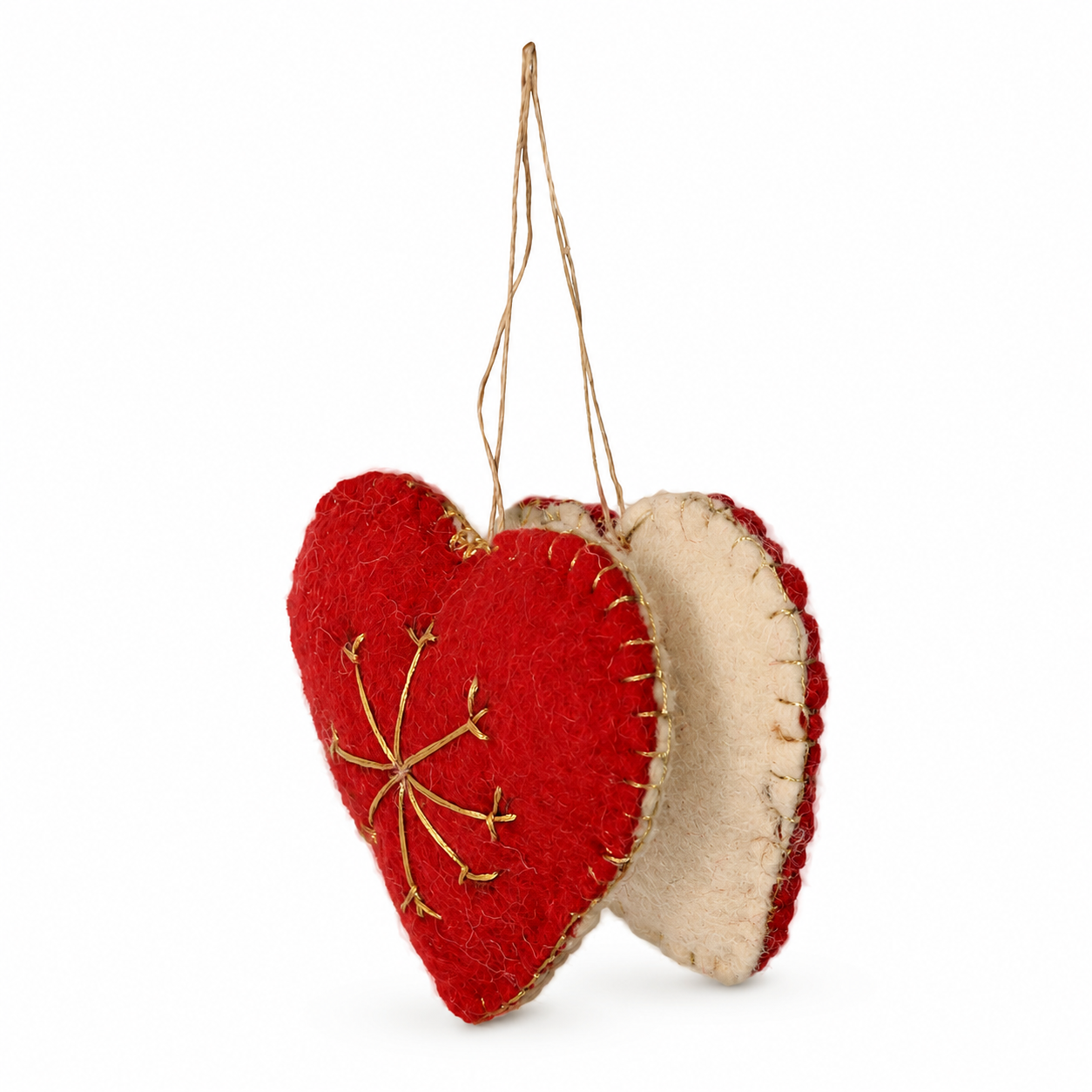 Snowflake Heart Set of 2 hanging ornament