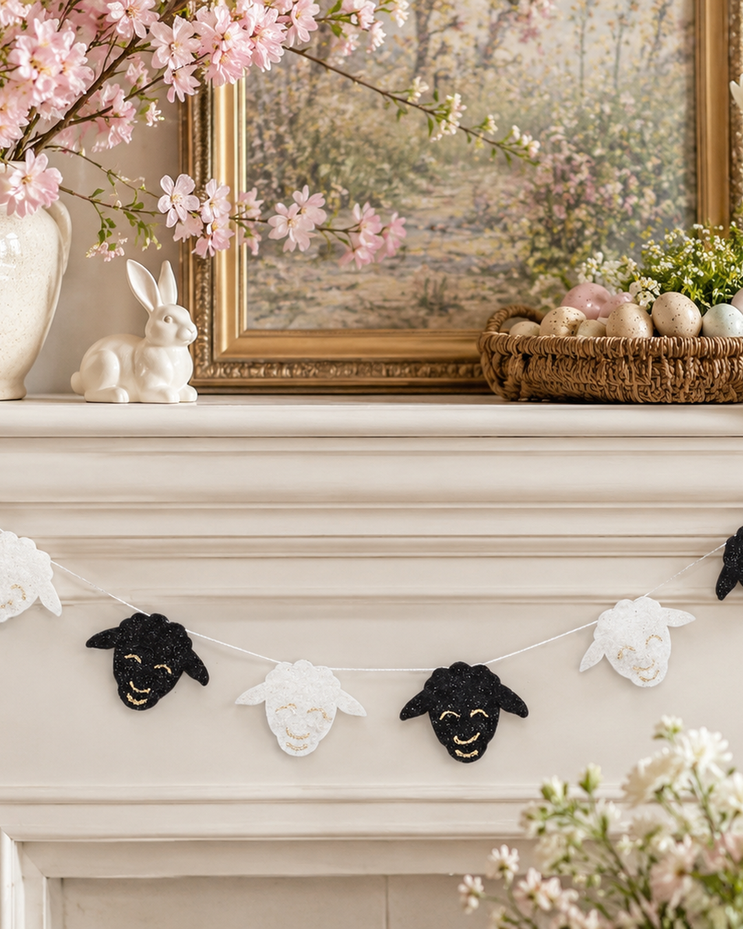 Felt Easter Sheep Garland